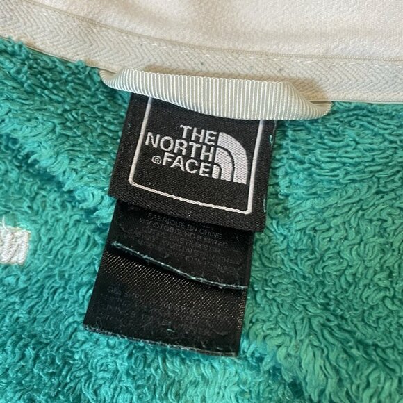 North Face Hoodie Women’s Large Green Full Zip Fleece Zip Up WORN - Picture 9 of 11